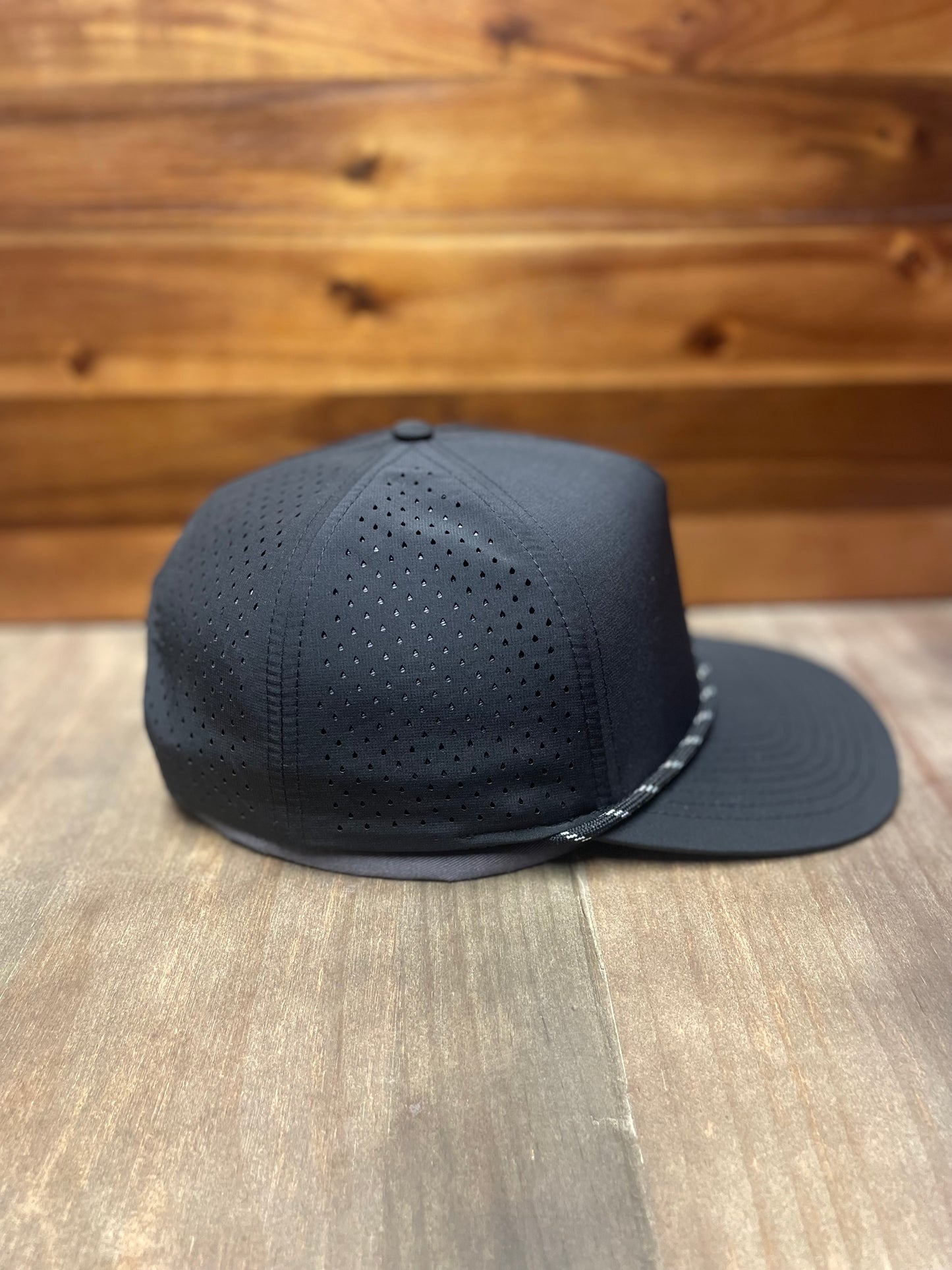 5 PANEL WATERPROOF BLACK BLANK(BLK/WHT ROPE)