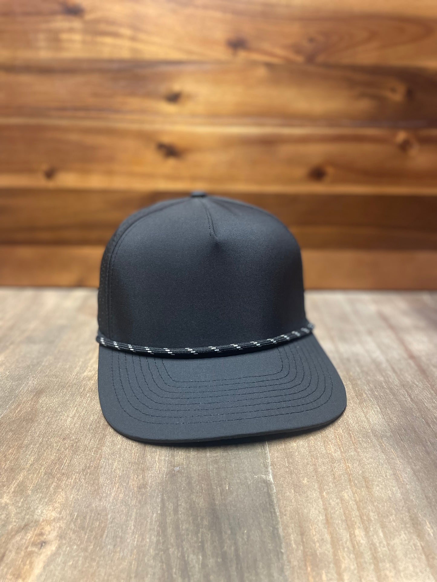 5 PANEL WATERPROOF BLACK BLANK(BLK/WHT ROPE)